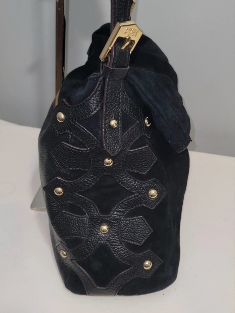 Aimee Kestenberg Black Suede & Leather Hobo Shoulder Bag - Picture 3 of 16